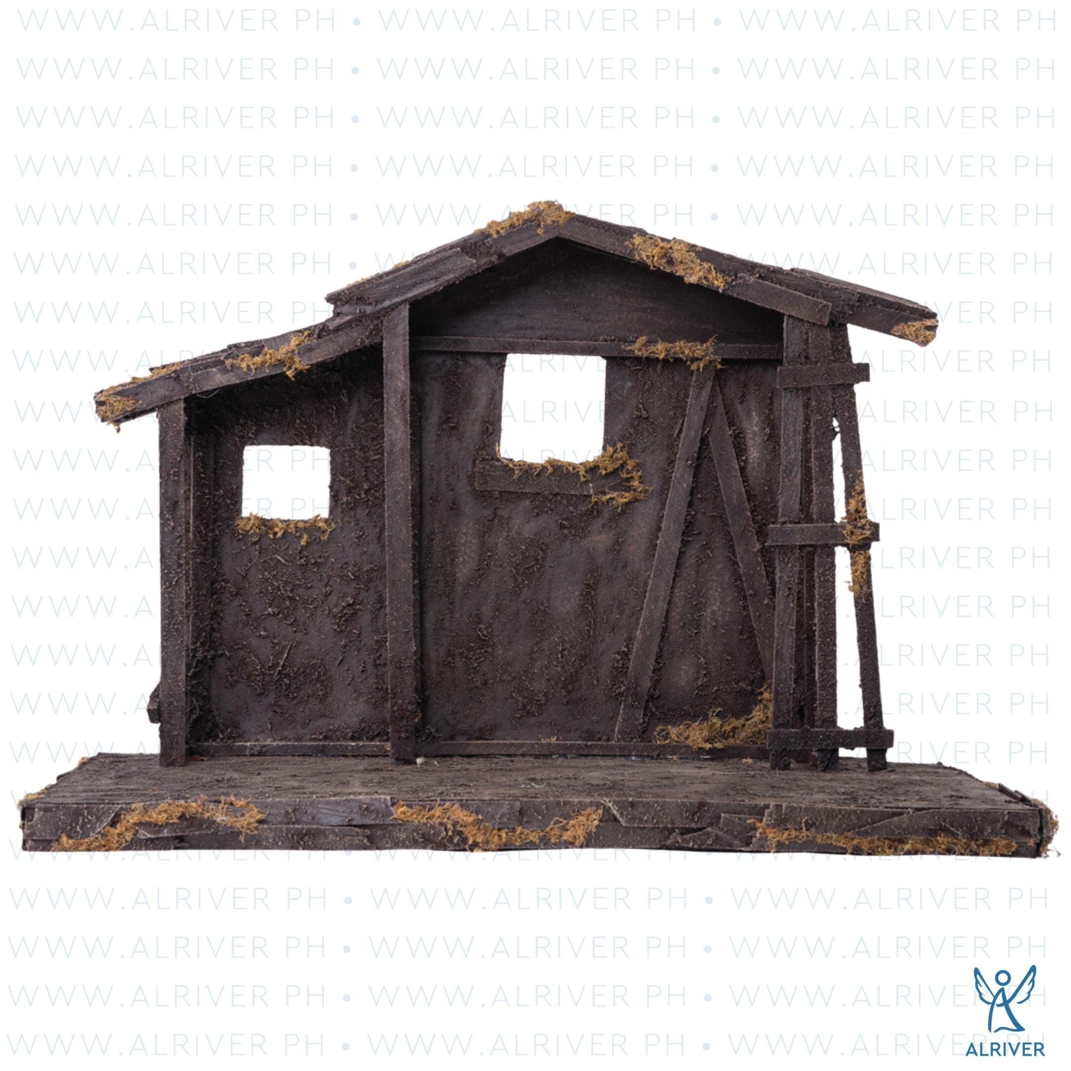Wooden Nativity House with Base for Nativity Set