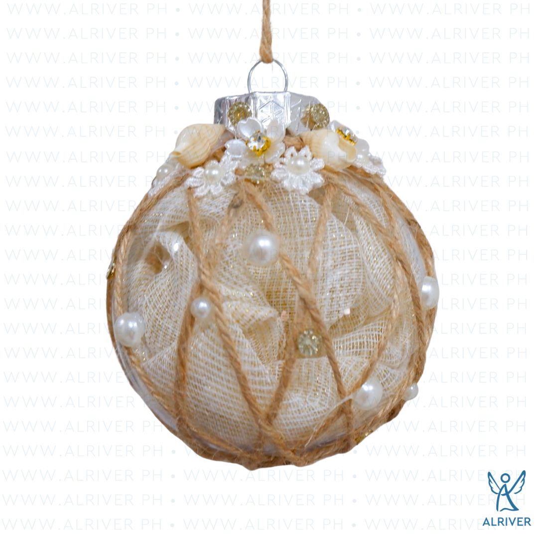 8.5 cm dia Perla Hanging Ball Ornament with shell