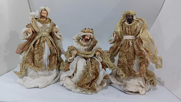 14" Three Kings Set, Regal Gold with lace