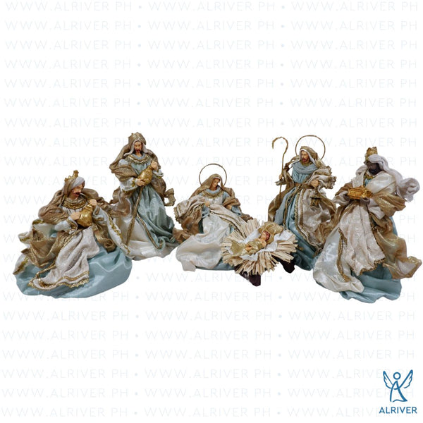 10" Tiago Nativity Set (Set of 6), Blue Gold