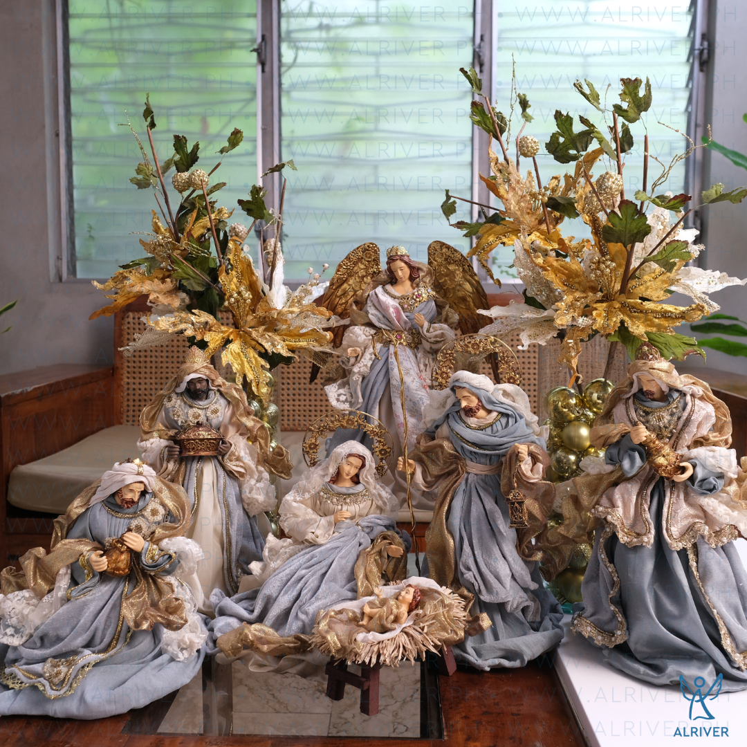 Heavenly Grace Nativity Set with Angel and Long Stem Flower